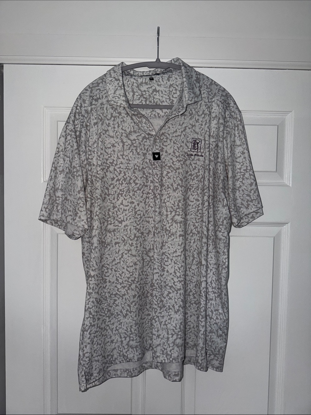 Bad Birdie Gray & White Patterned Men's Polo
